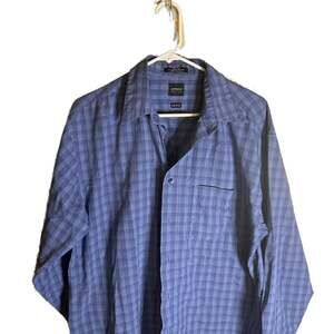 Arrow USA 1851 Men's Wrinkle Free Blue Plaid Button Up Shirt Size M